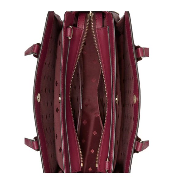 Kate Spade Laurel Way Reese Satchel Crossbody Saffiano Leather Blackberry/Maroon - Picture 4 of 15